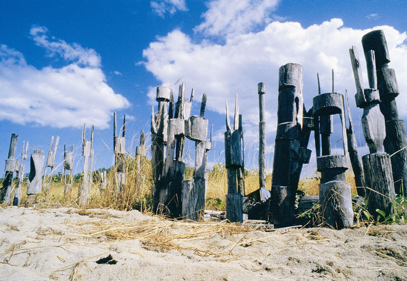 Tutini
burial poles left after a Pukumani ceremony, Tiwi Island,
NT