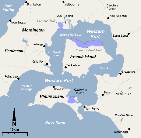 Frensh and Phillip Islands map